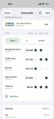 Assigning receipt items